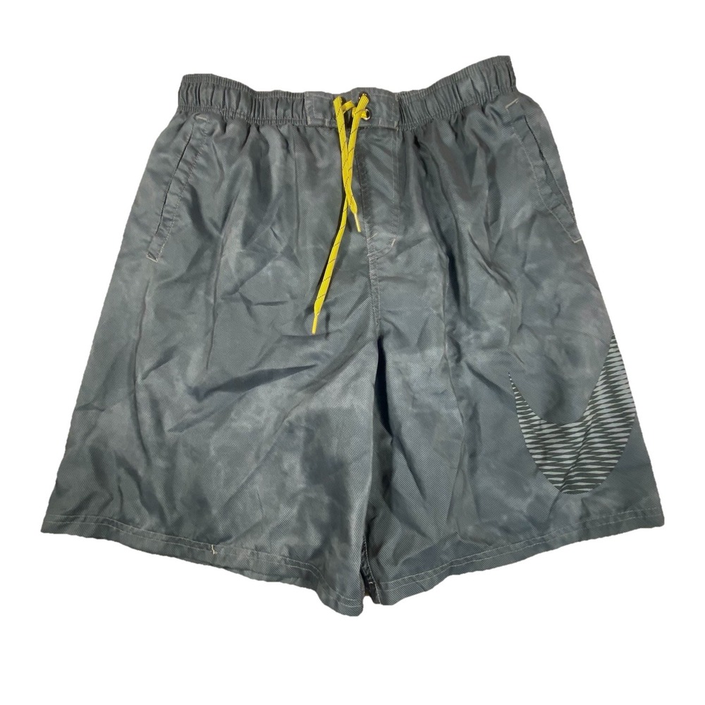 NIKE Swim Shorts XL Big Swoosh Mesh Lined Nylon Pockets Athletic Beach Fish Surf